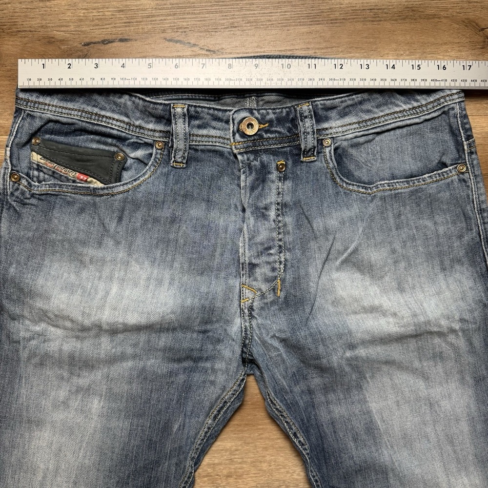 Diesel Jeans Men 33x34 Blue Safado Slim Straight Leg Ripped Rockstar DNA 0066X - Picture 11 of 15